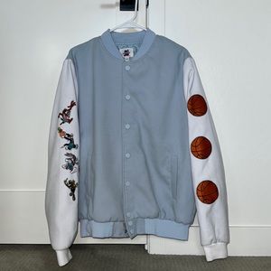 Space Jam patchwork varsity button up jacket, great used condition!